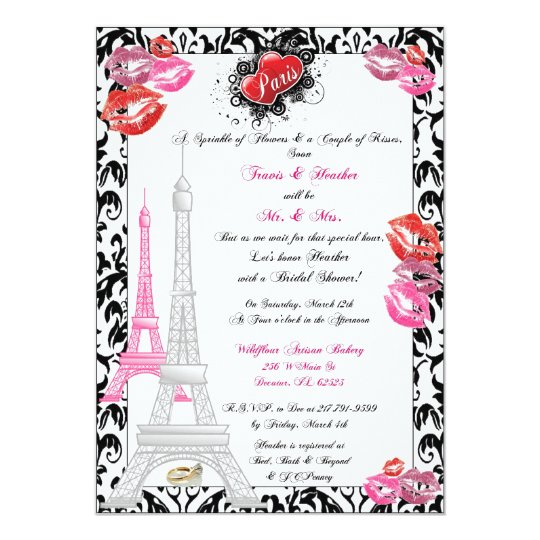 Paris Themed Bridal Invitation
