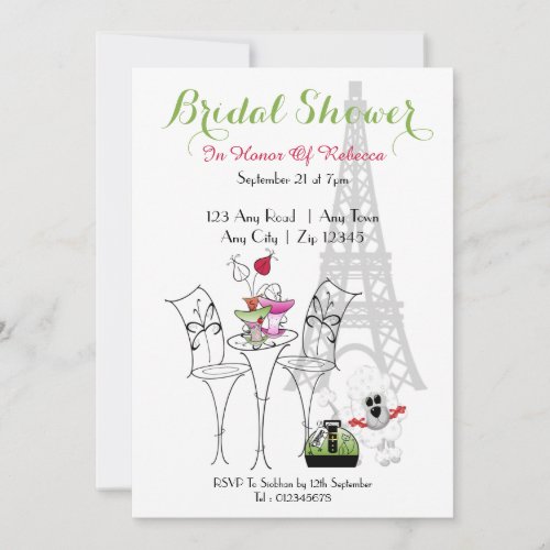 Paris Themed Bridal Shower Invitation