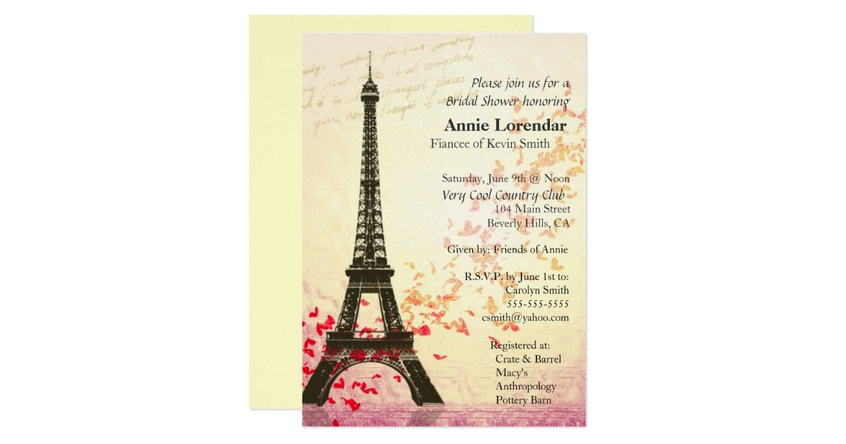 paris themed bridal shower invitation template zazzle sweet 16 invitations templates