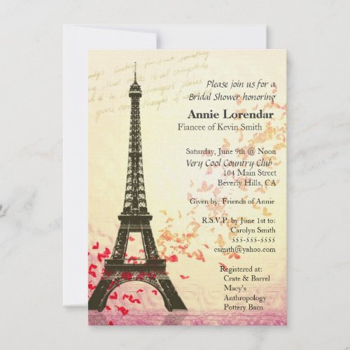 Paris Themed Wedding Invitation template