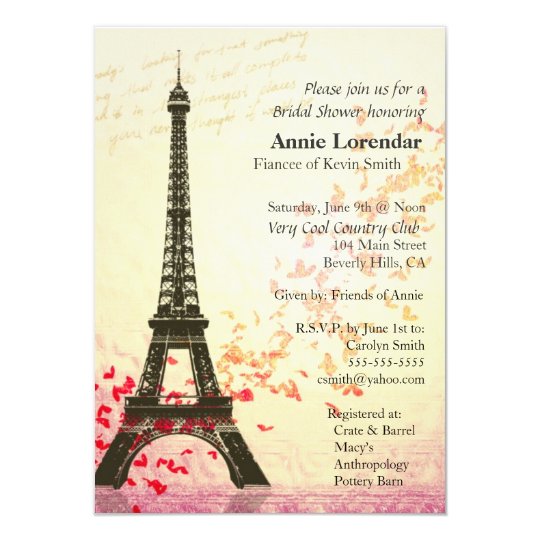 Paris Themed Bridal Shower Invitation template | Zazzle.com