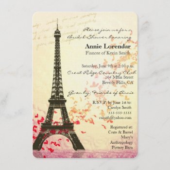 Paris Themed Bridal Shower Invitation Template by perfectwedding at Zazzle