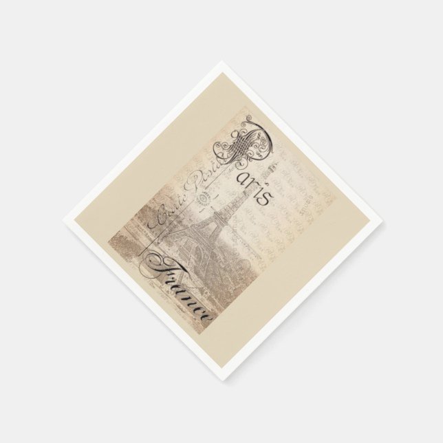 Paris Themed Cocktail Napkins (Corner)
