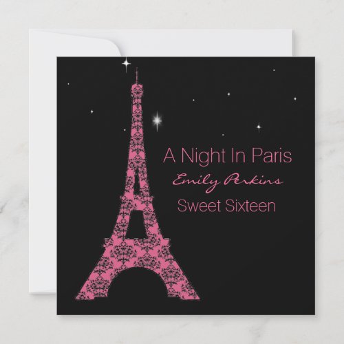 Paris Themed Custom Sweet Sixteen Invitation