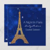 Paris Themed Elegant Sweet Sixteen Invitation (Front/Back)