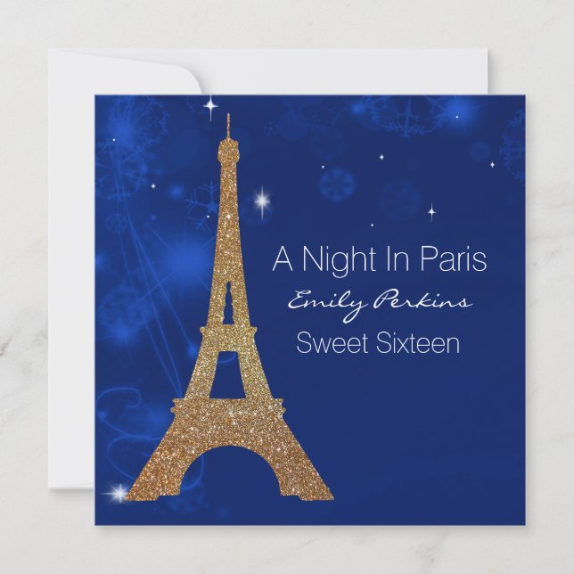 Paris Themed Elegant Sweet Sixteen Invitation (Front)