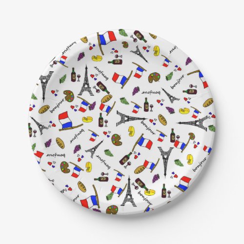 Paris Themed French Cartoon Paper Party Plates