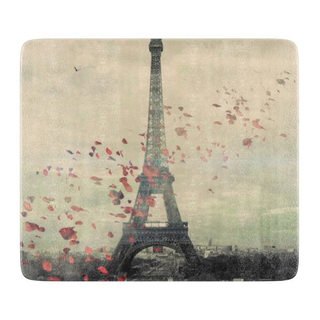 Paris-themed glass cutting board (Front)