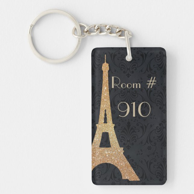 Paris Themed Hotel Room Key Chain (Front)