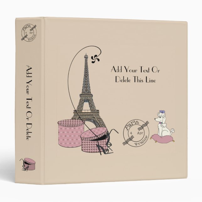 Paris Themed Keepsake One And A Half Inch Binder (Front/Spine)