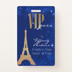 Paris Themed Party VIP Badge