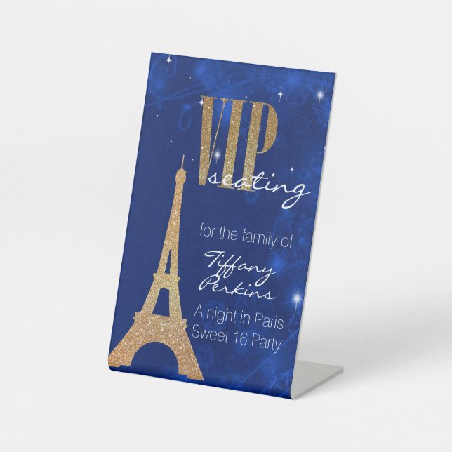 Paris Themed Party VIP Pedestal Sign (Front)