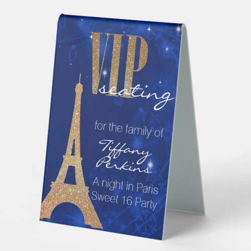 Paris Themed Party VIP  Table Tent Sign