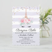 Paris Themed Unicorn Floral Baby Shower Invitation (Standing Front)