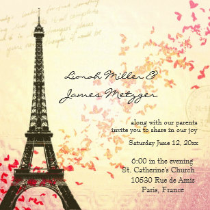 Paris Themed Wedding Invitations Zazzle