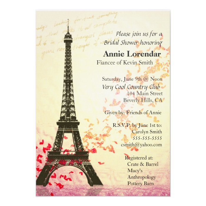 Paris Themed Bridal Shower Invitation template