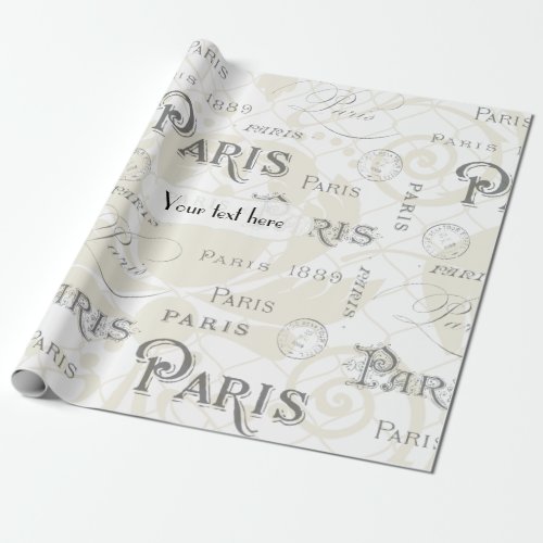 Paris Themed Wedding Vintage Customizable Wrapping Paper