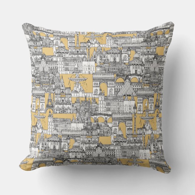 Paris toile gold throw pillow (Front)