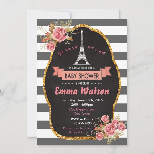 Paris Towel Baby Shower Invitation (Front)