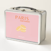 Pink Paris Travel Art Pastel Preppy Macarons Metal Lunch Box