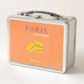 Pink Paris Travel Art Pastel Preppy Macarons Metal Lunch Box