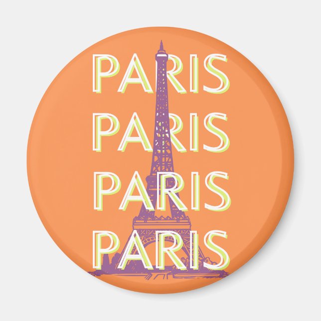 Paris, Travel Art, Retro Travel Art Magnet (Front)