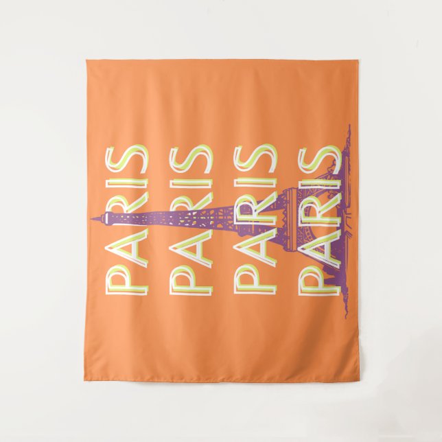 Paris, Travel Art, Retro Travel Art Tapestry (Front)