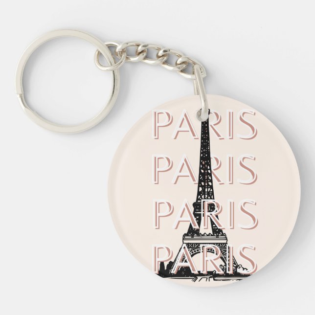 Paris Travel Art, Travel Art, Pastel, Minimalist Keychain (Front)