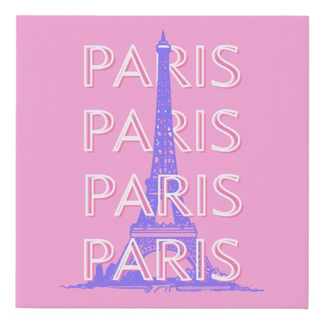 Paris Travel Art, Travel Art, Pink Faux Canvas Print (Front)