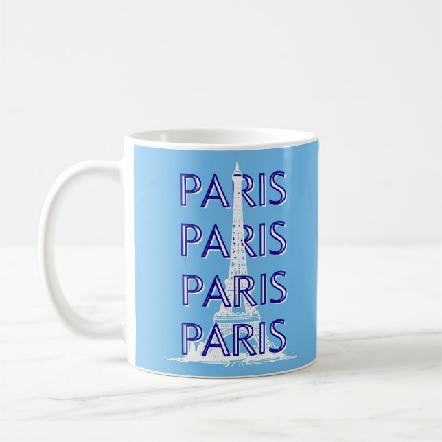 Paris Travel Art, Travel Art, Preppy Art, Blue Coffee Mug (Left)