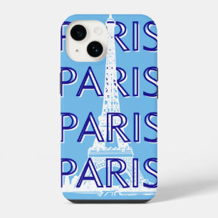 Paris Travel Art, Travel Art, Preppy Art, Blue iPhone 14 Case