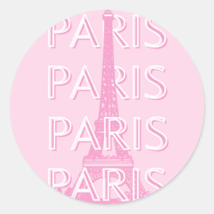 Paris Travel Art, Travel Art, Preppy Art, Pink Classic Round Sticker