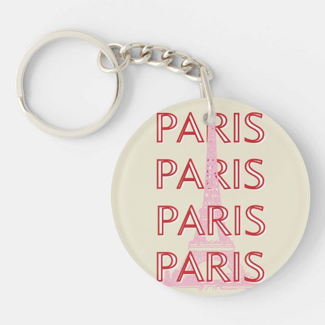 Paris Travel Art, Travel Art, Preppy, Minimalist Keychain (Front)