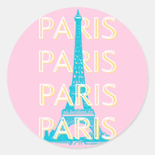 Paris Travel Art, Travel Art, Preppy, Pink Classic Round Sticker