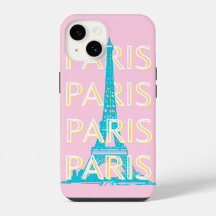 Paris Travel Art, Travel Art, Preppy, Pink iPhone 14 Case
