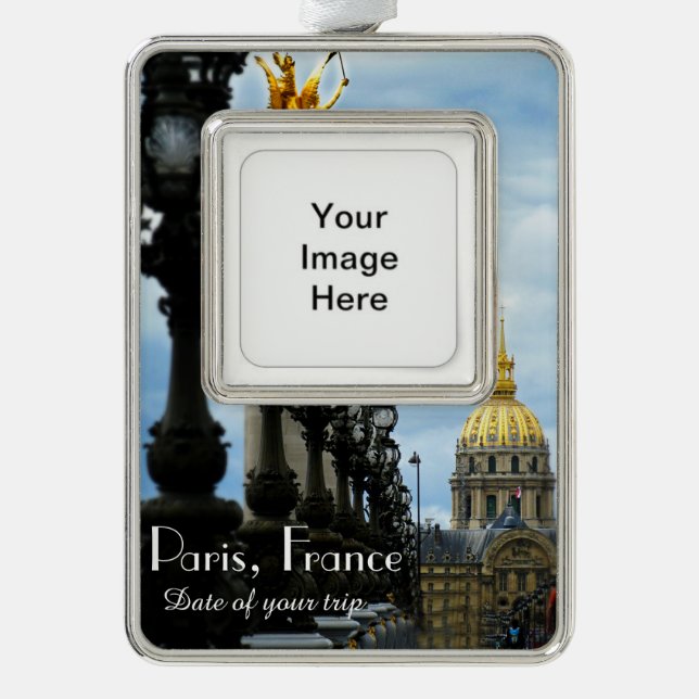 Paris Travel Christmas Ornament Customizable (Front)