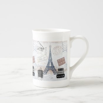 Paris Travel Collage Bone China Mug by sharpcreations at Zazzle