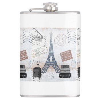Paris Travel Collage Flask by sharpcreations at Zazzle