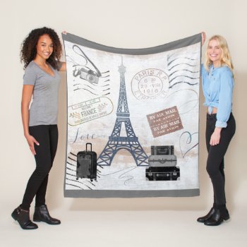 Paris Travel Collage Fleece Blanket by sharpcreations at Zazzle
