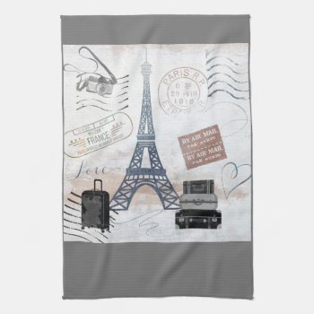 Paris Travel Collage Kitchen Towel by sharpcreations at Zazzle