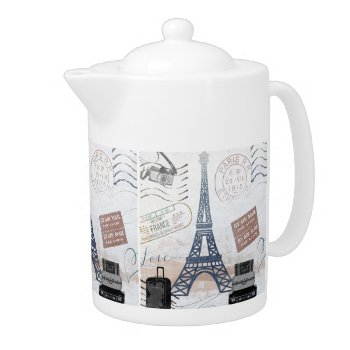 Paris Travel Collage Teapot by sharpcreations at Zazzle