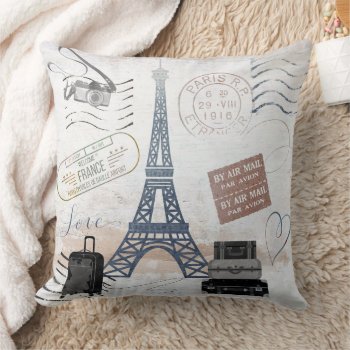 Paris Travel Collage Throw Pillow by sharpcreations at Zazzle