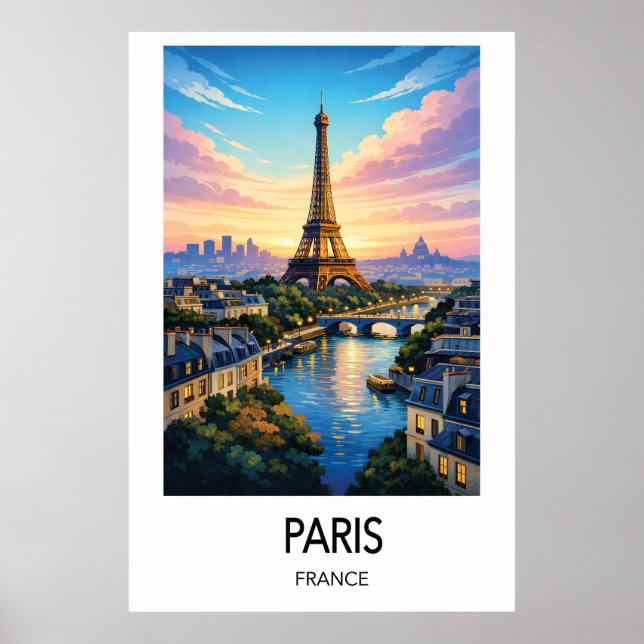 Paris Travel Poster France Wall Art (Front)
