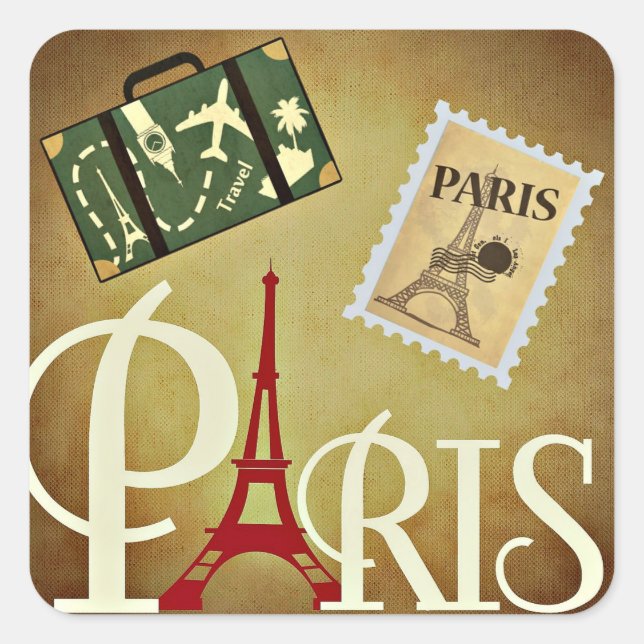 Paris, travel square sticker (Front)