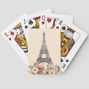Paris Trip Eiffel Tower Beautiful Floral Poker Cards