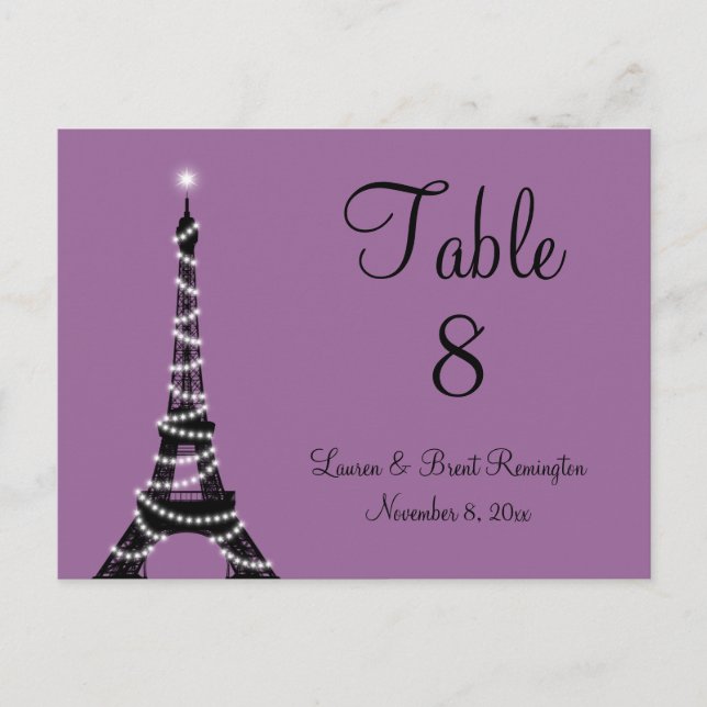 Paris Twinkles Table Number (Front)