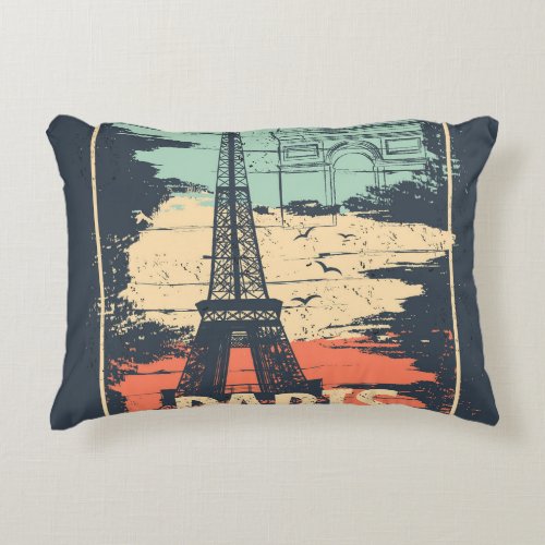 Paris typography abstract Eiffel poster Accent Pillow