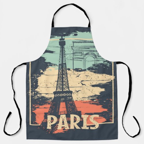 Paris typography abstract Eiffel poster Apron