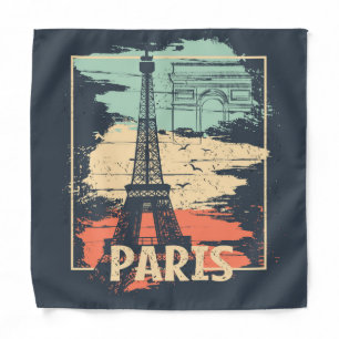Paris typography: abstract Eiffel poster. Bandana