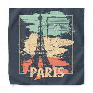 Paris typography: abstract Eiffel poster. Bandana